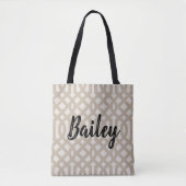 Rustiek Beige Trellis Monogram Tote Bag (Voorkant)