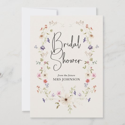 Rustiek Beige Waterverf Wildflower Vrijgezellenfee Kaart (Voorkant)