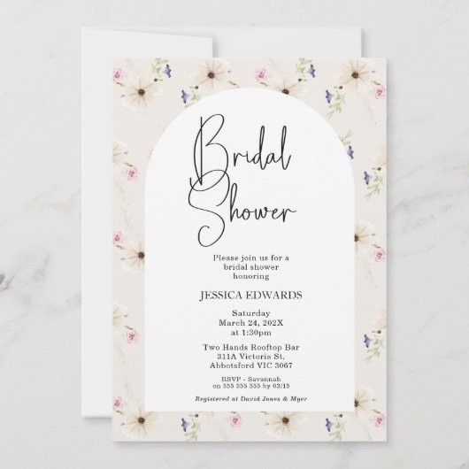 Rustiek Beige Waterverf Wildflower Vrijgezellenfee Kaart (Achterkant)