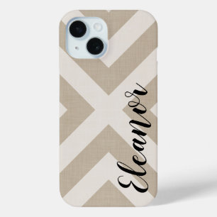 Rustiek Beige X Chevron Monogram iPhone 15 Case