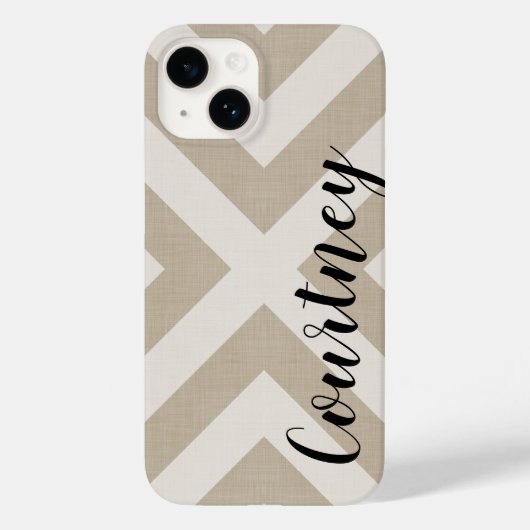 Rustiek Beige X Chevron Monogram Case-Mate iPhone Case (Achterkant)