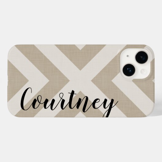 Rustiek Beige X Chevron Monogram Case-Mate iPhone Case (Achterkant (horizontaal))
