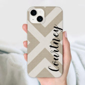 Rustiek Beige X Chevron Monogram iPhone Hoesje