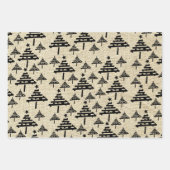 Rustiek Beige Zwart Eenvoudig Kerstboom Patroon Inpakpapier Vel (Voorkant)
