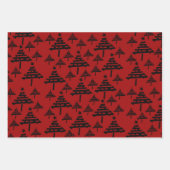 Rustiek Beige Zwart Rood Kerstboom Patroon Inpakpapier Vel (Voorkant 3)