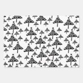 Rustiek Beige Zwart Rood Kerstboom Patroon Inpakpapier Vel (Voorkant 2)