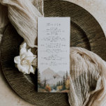 Rustiek Berg Bruiloft Diner Menu<br><div class="desc">Dit is een menu met een bergthema met een prachtige waterverf bergscène en een elegante lettercombinatie. Alle bewoordingen en de meeste lettertypen zijn bewerkbaar op dit rustieke zonnebloemontwerp. De enige kleuren die niet bewerkbaar zijn, zijn de kleuren van het waterverf bergontwerp. // Voor overeenkomende design, zoek SAWYER in de Sincerely...</div>