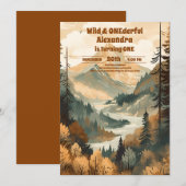 Rustiek Bergbos Evergreen 1e Verjaardag Kaart (Voorkant / Achterkant)