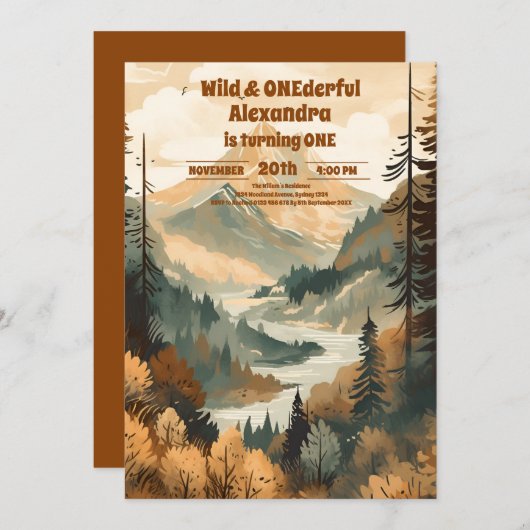 Rustiek Bergbos Evergreen 1e Verjaardag Kaart (Voorkant / Achterkant)