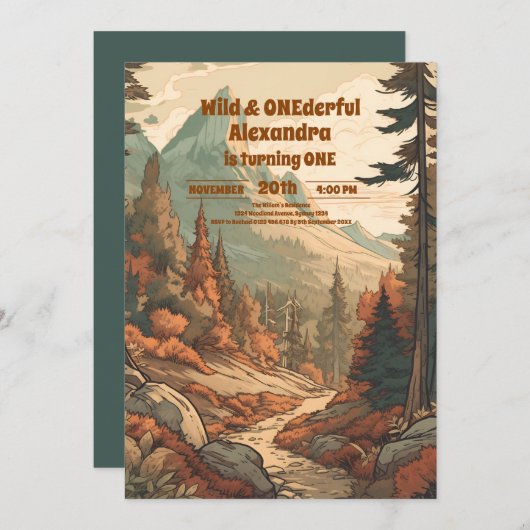 Rustiek Bergbos Evergreen 1e Verjaardag Kaart (Voorkant / Achterkant)