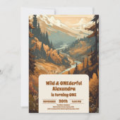 Rustiek Bergbos Evergreen 1e Verjaardag Kaart (Voorkant)