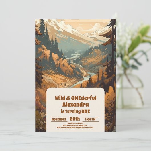 Rustiek Bergbos Evergreen 1e Verjaardag Kaart (Staand voorkant)