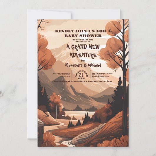 Rustiek Bergbos Evergreen Baby shower Kaart (Voorkant)