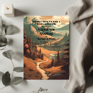 Rustiek Bergbos Evergreen Baby shower Kaart