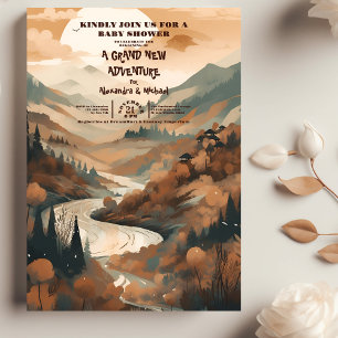 Rustiek Bergbos Evergreen Baby shower Kaart