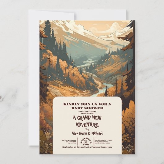 Rustiek Bergbos Evergreen Baby shower Kaart (Voorkant)