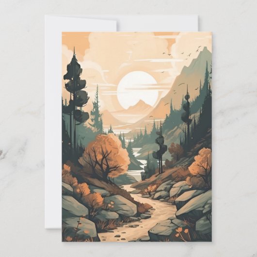 Rustiek Bergbos Evergreen Baby shower Kaart (Achterkant)