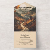 Rustiek Bergbos Evergreen Bruiloft All In One Uitnodiging (Binnen)