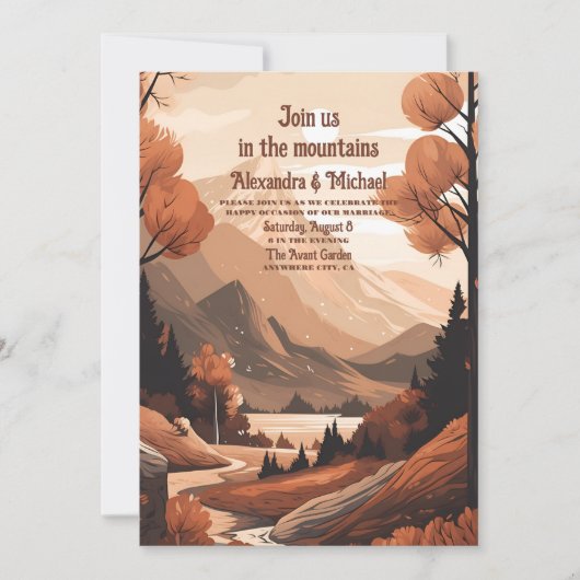 Rustiek Bergbos Evergreen Bruiloft Kaart (Voorkant)