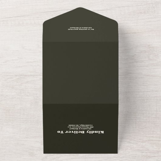 Rustiek Bergbos Evergreen Bruiloft QR Code All In One Uitnodiging (Buitenkant)