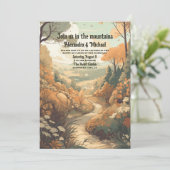 Rustiek Bergbos Evergreen Bruiloft QR Code Kaart (Staand voorkant)