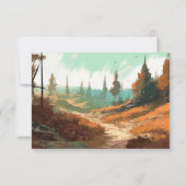 Rustiek Bergbos Evergreen Bruiloft RSVP Kaartje (Achterkant)