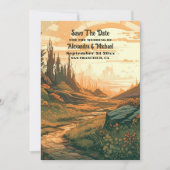 Rustiek Bergbos Evergreen Bruiloft Save The Date (Voorkant)