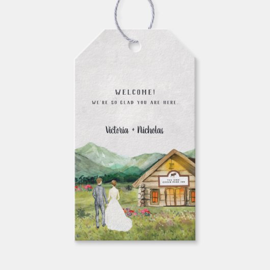 rustiek bergbos | Huwelijk Dank u Cadeaulabel (Voorkant)