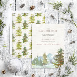 Rustiek Bergbos Kerstmis Save the Date<br><div class="desc">Deze rustieke, bergbos kerstvakantie Save the Date uitnodiging beschikt over een prachtige waterverf scène van een boomgerand meer met besneeuwde bergen achter, op een faux berkenbast achtergrond. De achterkant van de uitnodiging bevat groenblijvende pijnbomen verspreid over de berkenschors, om de look compleet te maken. Copyright Elegant nodigt uit, alle rechten...</div>