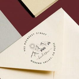 Rustiek bergbos Landschap Familieadres Zelfinktende Stempel