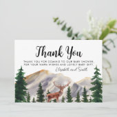 Rustiek Bergen Herten Baby shower Dank u Bedankkaart (Staand voorkant)