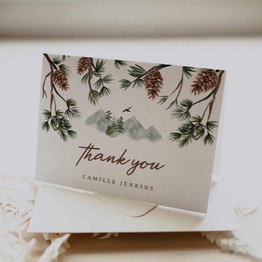 Rustiek Bergen Jongen Baby shower Bedankkaart