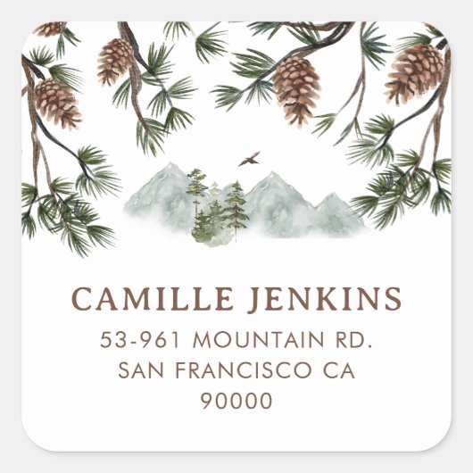 Rustiek Bergen Jongen Baby shower Vierkante Sticker (Voorkant)