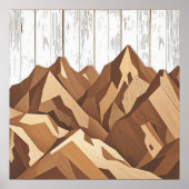 Rustiek berglandschap op houten achtergrond poster (Voorkant)