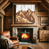 Rustiek berglandschap op houten achtergrond poster