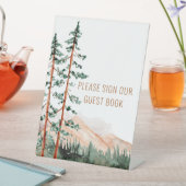 Rustiek berglandschap Teken ons gastenboek Reclamebord Met Voetstuk (Insitu)