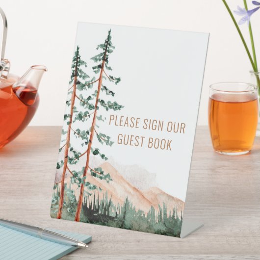 Rustiek berglandschap Teken ons gastenboek Reclamebord Met Voetstuk (Insitu)