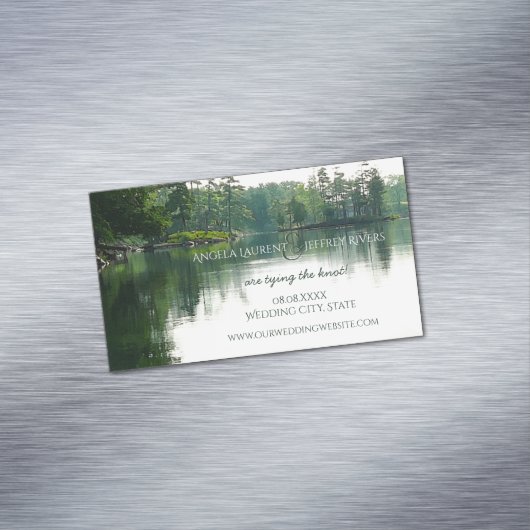 Rustiek bergmeer evergreen sparen de datum magnetisch visitekaartje (Voorbeeld)