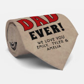 Rustiek Best Dad Red Heart 2 Foto Stropdas (Opgerold)