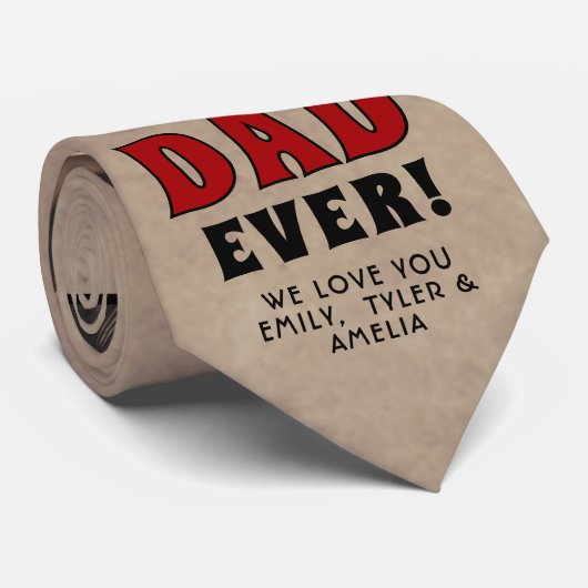 Rustiek Best Dad Red Heart 2 Foto Stropdas (Opgerold)