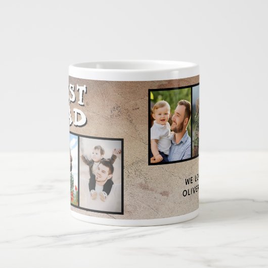 Rustiek Best Dad Vaderdag 6 Foto Grote Koffiekop (Voorkant)