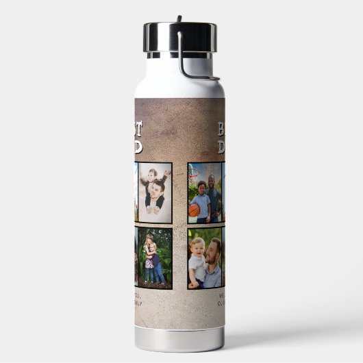 Rustiek Best Dad Vaderdag 6 Foto Waterfles (Links)