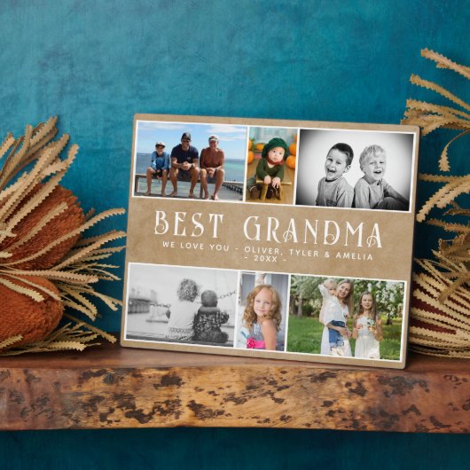 Rustiek Best Oma 6 Foto Collage Keepsake Fotoplaat (Zijkant)