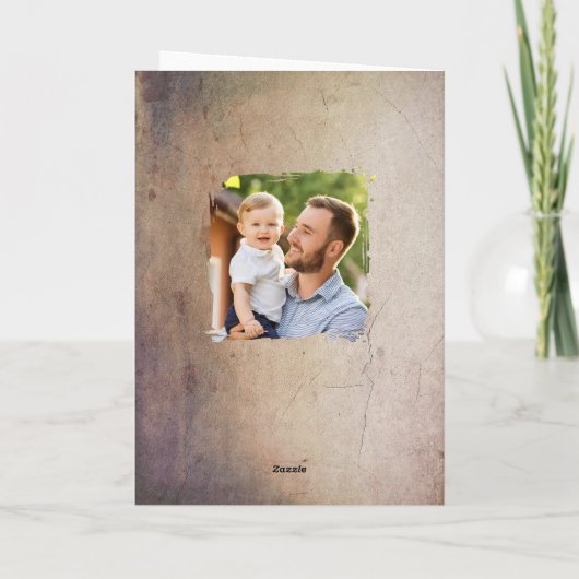 Rustiek Beste Papa Familie Foto Vaderdag Feestdagen Kaart (Achterkant)