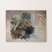 Rustiek Beste Papa Familie Foto Vaderdag Legpuzzel (Horizontaal)