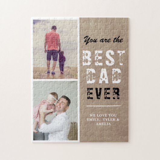 Rustiek Beste vader Familie 2 Foto Legpuzzel (Verticaal)