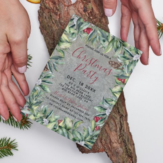 Rustiek Beton Houten Krans Script Kerstfeest Kaart