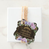 Rustiek betoverd bos Paarse bloemenquinceañera Bedankjes Labels (In situ)