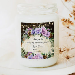 Rustiek betoverd bos Paarse bloemenquinceañera Vierkante Sticker