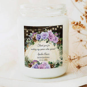 Rustiek betoverd bos Paarse bloemenquinceañera Vierkante Sticker